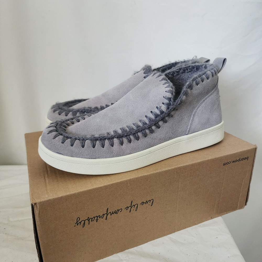 Bearpaw Chrishell Women Suede Crochet Bootie Size 9 New Gray Crochet